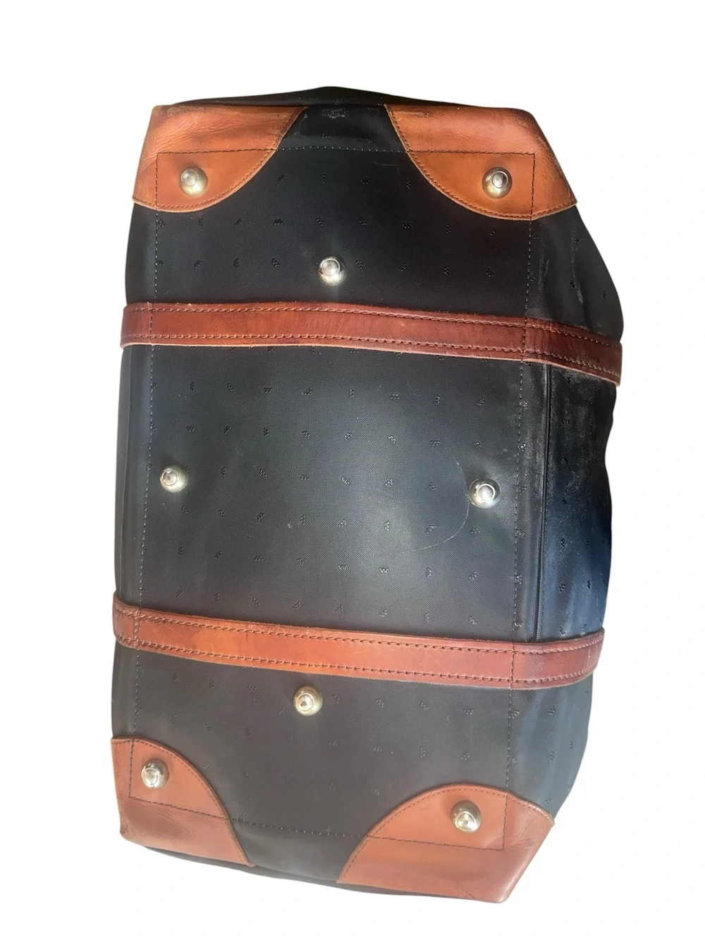 King Ranch Black Duffel Bag with Brown Leather Trim